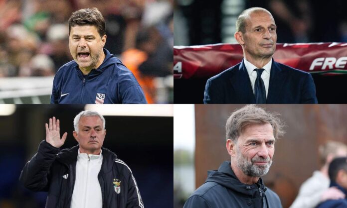 Mauricio Pochettino, Massimiliano Allegri, José Mourinho y Jürgen Klopp lideran la terna para hacerse cargo del banquillo del Real Madrid.