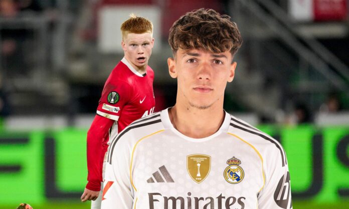 Thiago Pitarch con la camiseta del Real Madrid y Kees Smit con el AZ Alkmaar.