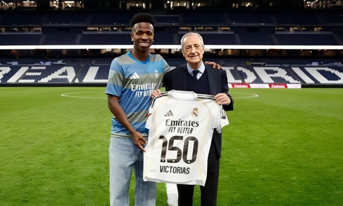 Vinícius Júnior, Florentino Pérez y el Santiago Bernabéu.