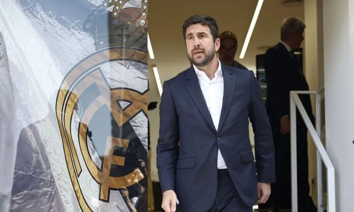 Enrique Riquelme, saliendo de su sede de campaña de las elecciones a la presidencia del Real Madrid.