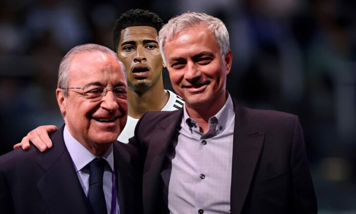 Florentino Pérez, José Mourinho y Jude Bellingham.