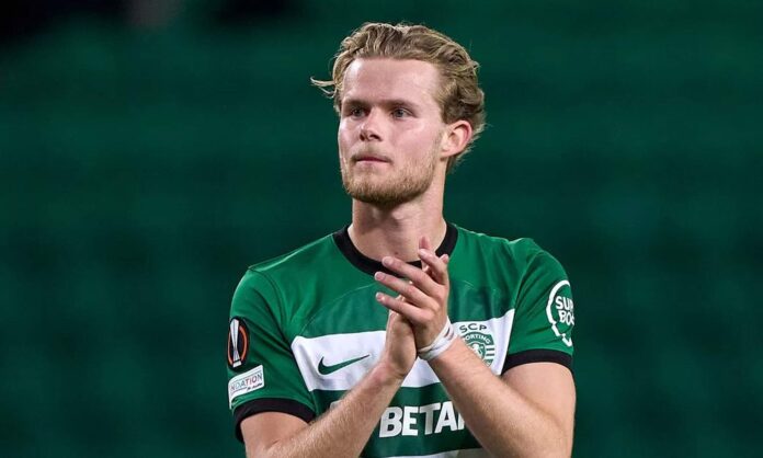 Morten Hjulmand, jugador del Sporting de Lisboa durante un partido.