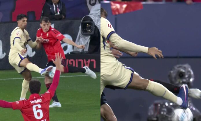 El arbitraje vuelve a ser el mejor amigo del Barça tras no señalar un claro penalti de Joan Cancelo sobre Ante Budimir.