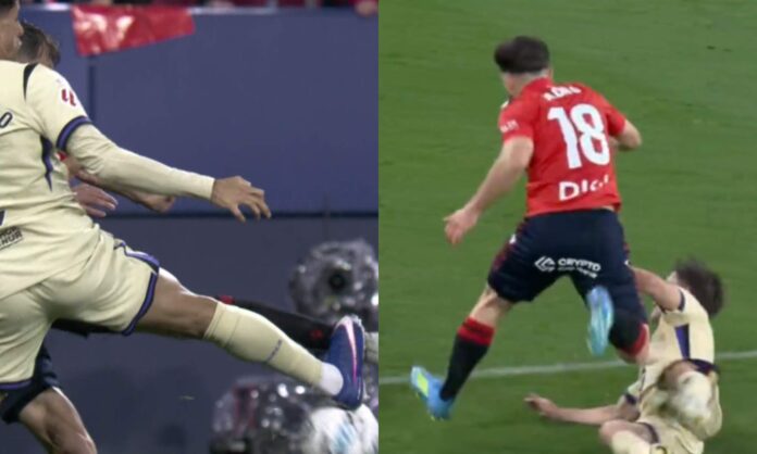 El Barça gana a Osasuna después de un penalti de Joan Cancelo y una expulsión de Gavi que fueron perdonados por Díaz de Mera.