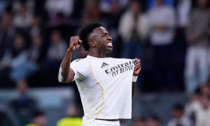 Vinicius Junior, celebrando un gol en la Liga en un partido del Real Madrid durante esta temporada.